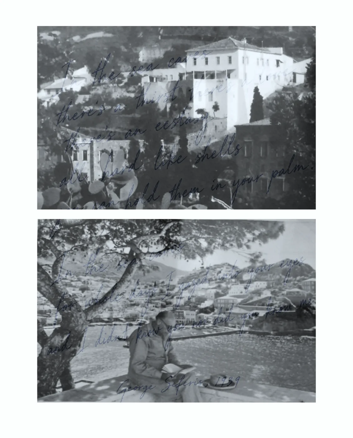 Quote from In the Sea Caves by George Seferis at the Ghikas house, Hydra